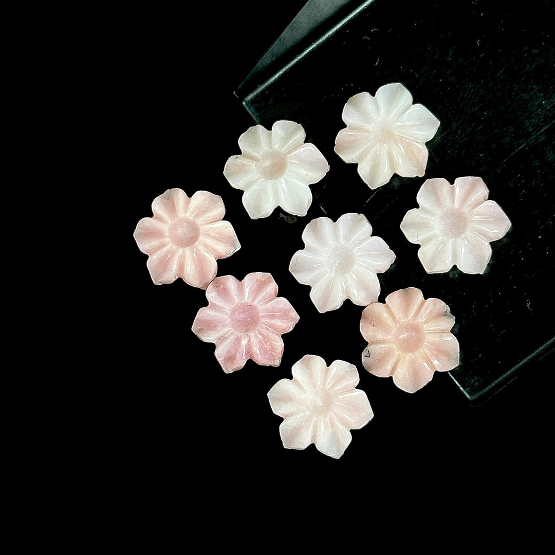 Natural Pink Opal Carved Flower Shape Beads, AAA Pink Opal Flower Carving, Pink Flower for Jewelry Making, 12 MM, Floral Gemstone Beads