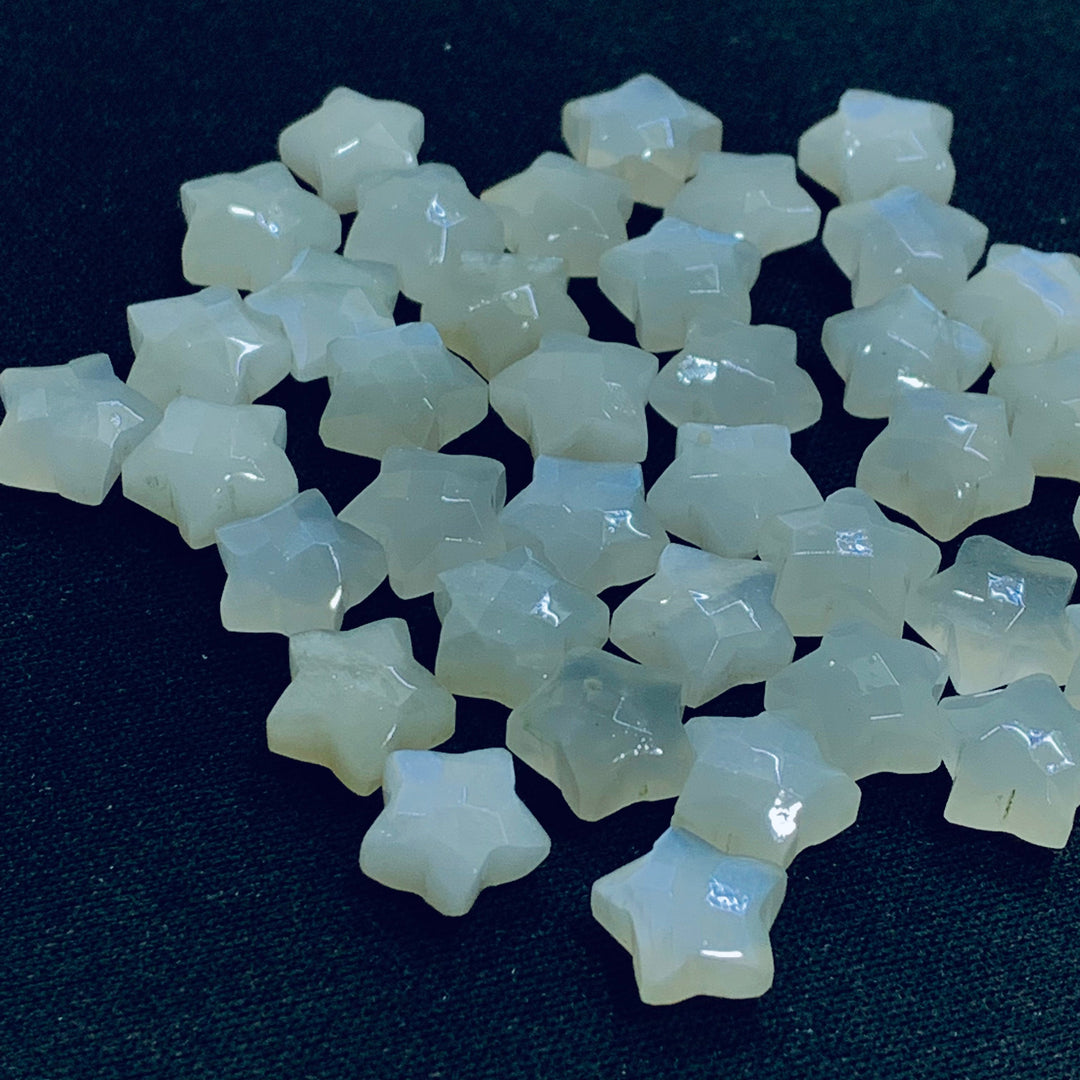Natural White Moonstone Hand Carved faceted Star Shape Briolettes,Carved Star Shape Gemstone For Jewellery,  Faceted Star 10mm