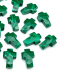 Load image into Gallery viewer, Natural Malachite Cross Shape Beads ~ Malachite Carvig Gemstone Beads ~ Faceted Malachite Beads ~ 15 MM Cross Charm Beads ~ Holy Cross Beads