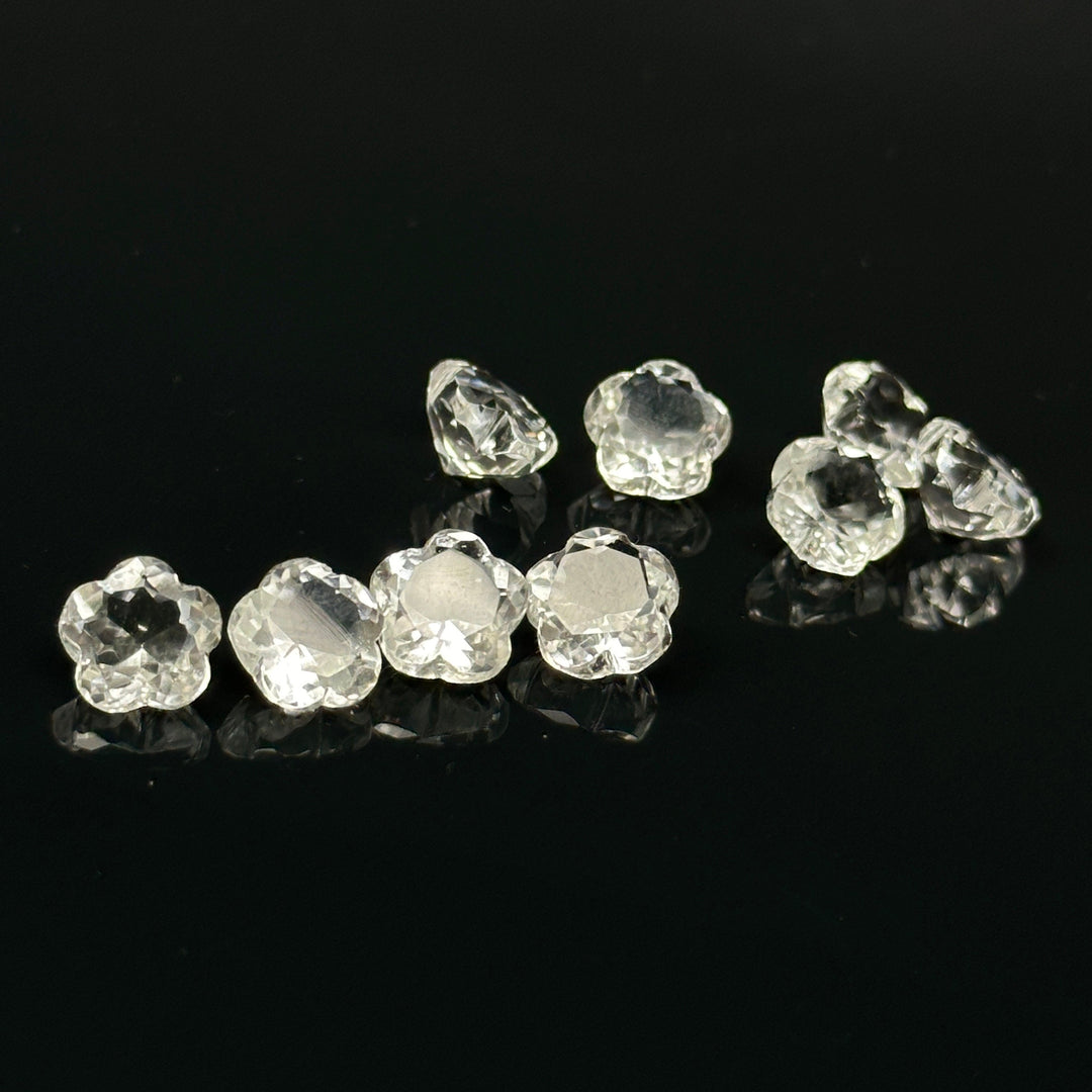 AAA Crystal Quartz Flower Shape Faceted Gemstone, Flower Shape Carving Cut Stones For Jewelry Making, 10 MM Clear Visible Crystal Beads