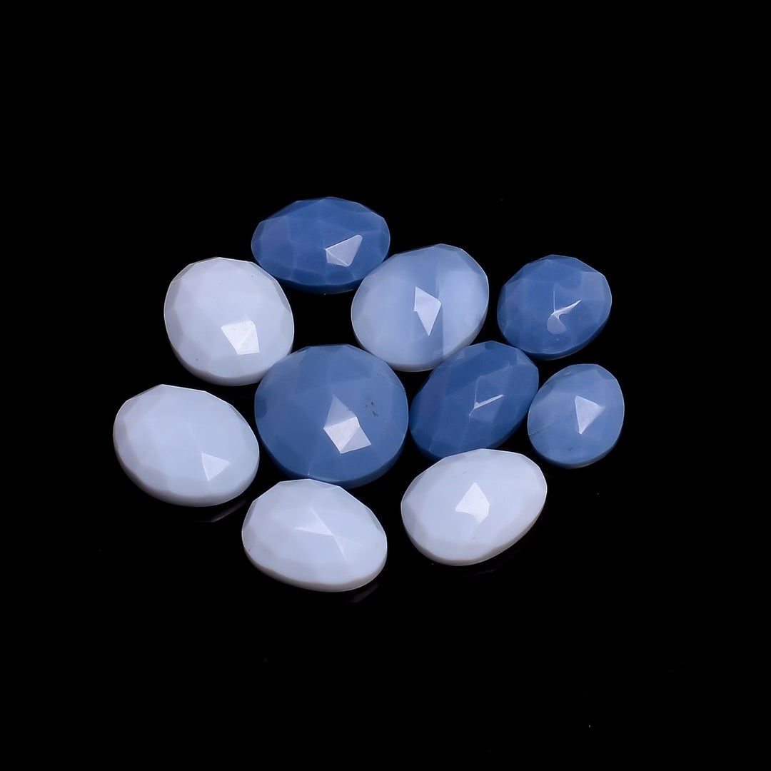 2 pcs A-one Quality Owyhee Blue Opal freeform Rosecut, faceted rosecut, gemstone for jewelry, jewelry making rosecut 11X9 14X11 mm