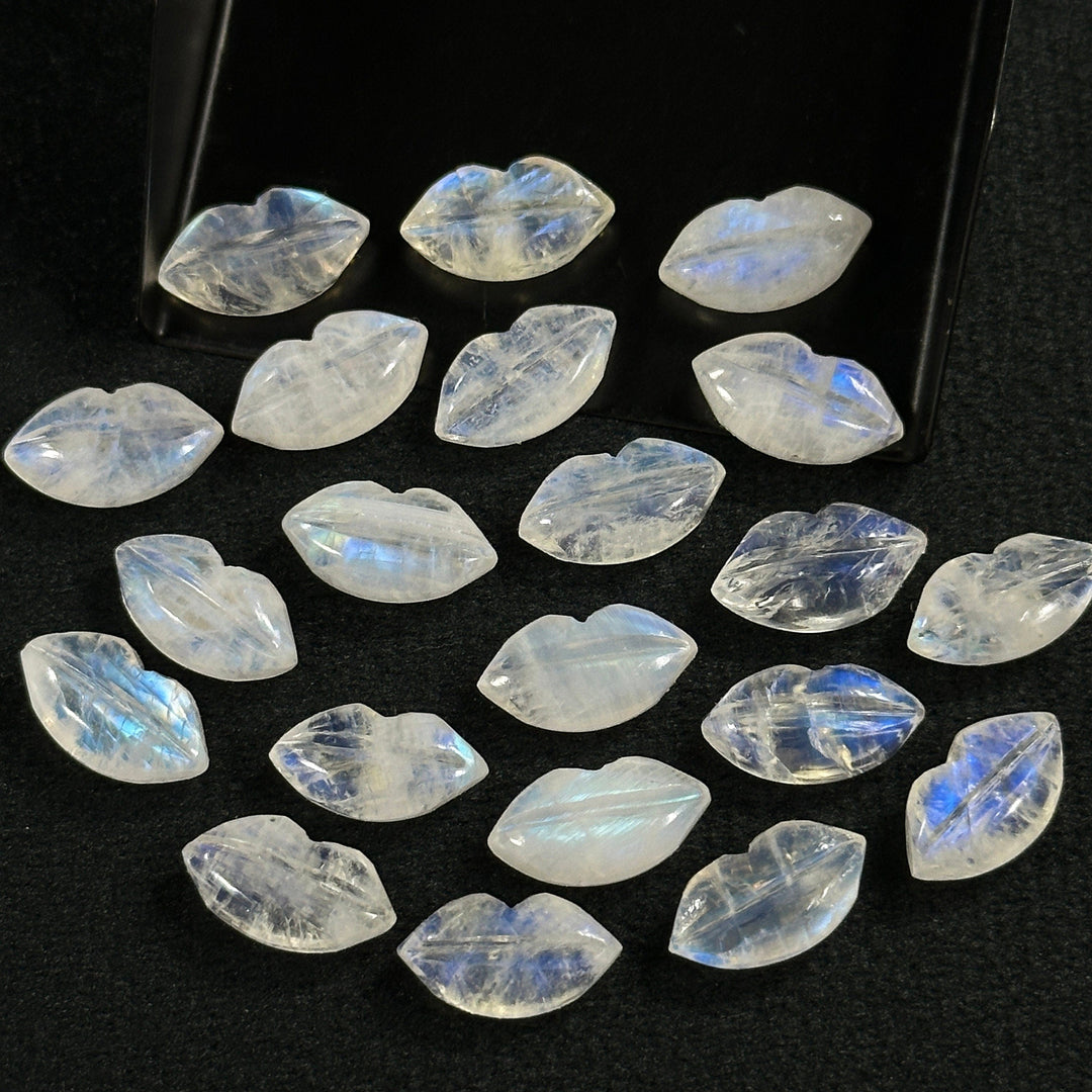 Shinning Rainbow Moonstone Carved Lips Shape Beads, Blue Flashy Lips Shape Gemstone Beads, Lips Briolette's 14X8 mm, Lips Shape Charm Beads