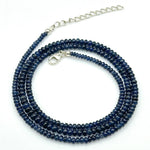 Load image into Gallery viewer, Natural Blue Sapphire Necklace, Blue Sapphire Beaded Necklace, 3 MM Blue Gemstone Necklace, Sterling Silver Handmade Jewelry, Gift for her