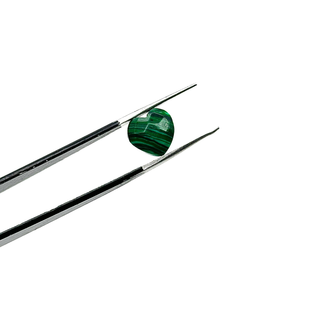 Faceted Malachite Heart Beads: Hand Carved 10mm Briolettes