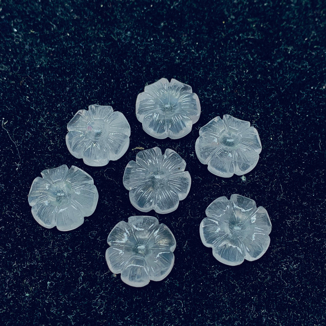 1,2,3,4,5 pcs 100% Natural Rose Quartz Flower Shape Carved Gemstone, Flower Shape Carving, Carved Gemstone For Jewellery 15 mm