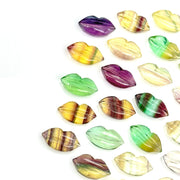Beautiful Natural Multi Fluorite Lips Shape Beads, Hand Carved Lips Shape Gemstone Beads, Lips Shape Gemstone Charm, 14X8 MM, Briolette Bead