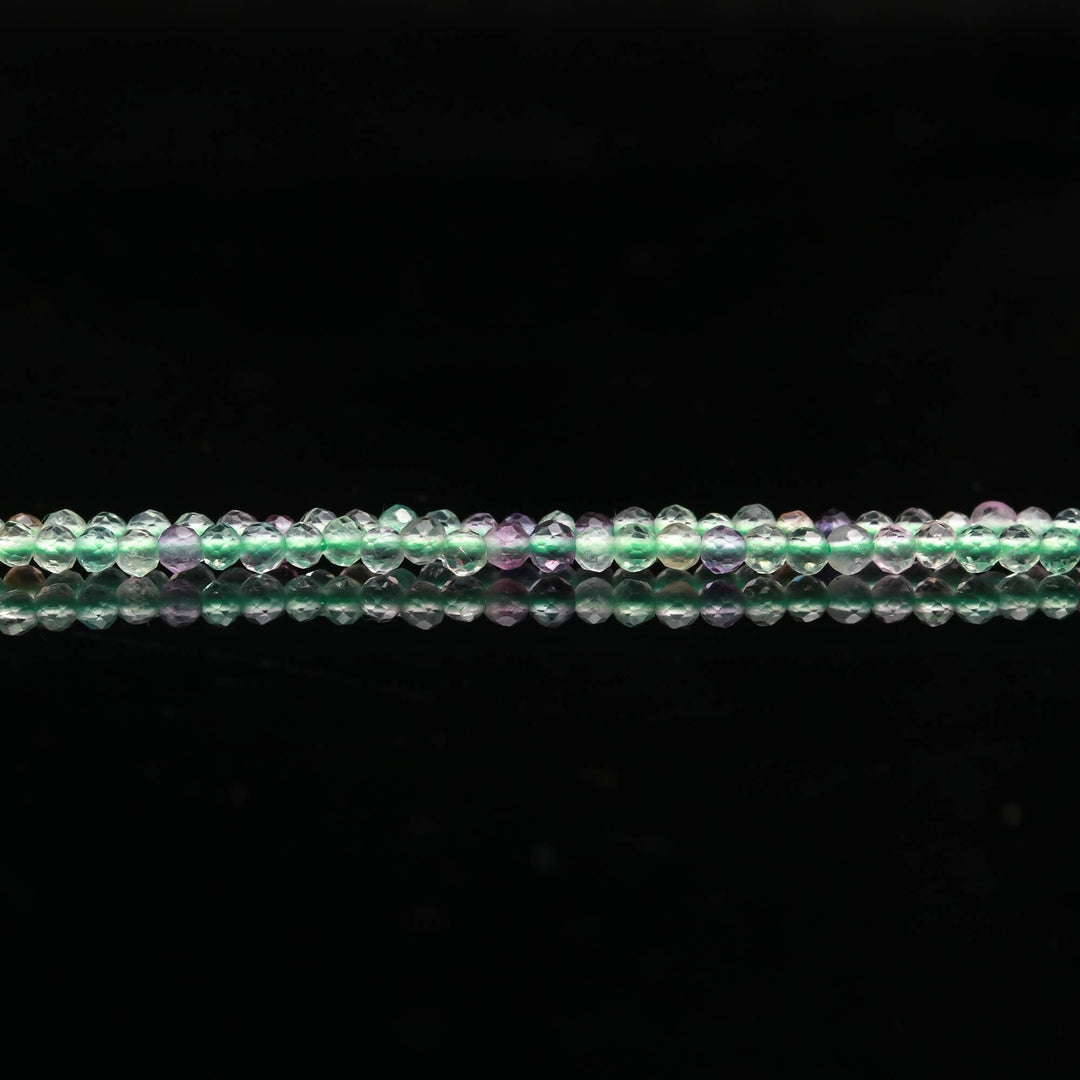 Natural Multi Fluorite Round Beads, Fluorite Micro Faceted Round Beads, 2 MM Beads for Jewelry, 13 Inches, Wholesale Beads Necklace Making