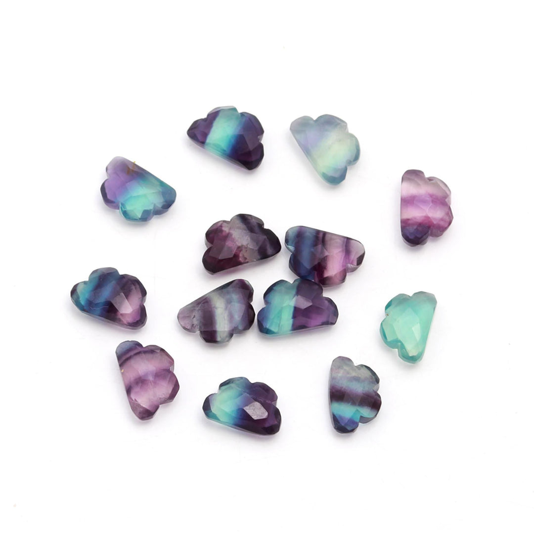 AAA Rainbow Fluorite Clouds Shape Beads, Multi Fluorite Faceted Cloud Beads, Carved Cloud Gemstone Charms, 12 MM, Loose Carved Briolettes