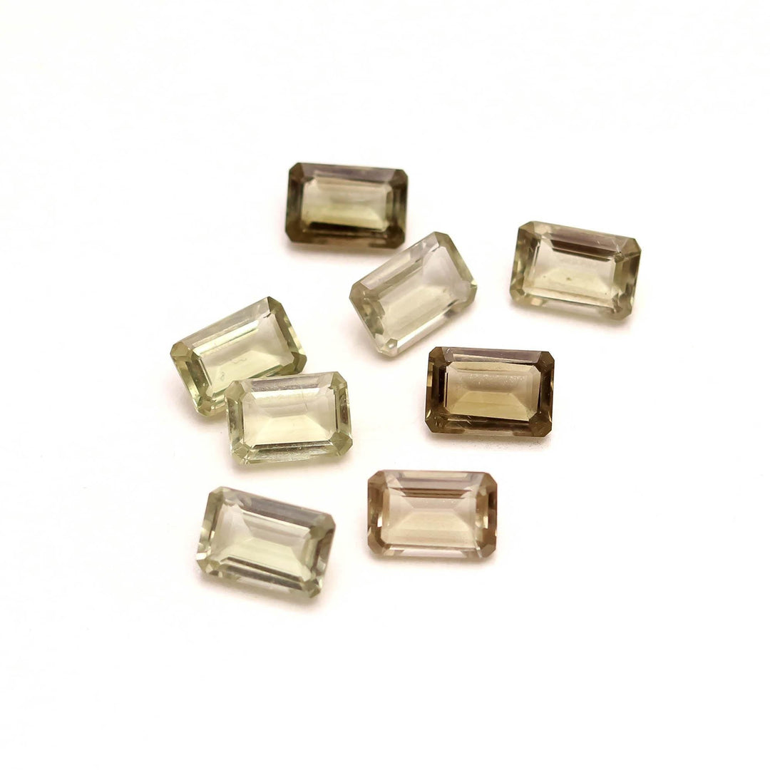 Natural Green Amethyst Rectangle Shape Gemstone, Green Amethyst Faceted Baguette Stone, Fancy Cut Gemstone Beads, Jewelry Making, 10X12 MM