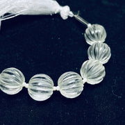 100% Natural Crystal Quartz Carved Melon Shape Beads Strand, Melon Shape Gemstone, Gemstone For Jewellery, 12 mm