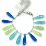 Load image into Gallery viewer, Matched Pairs - Blue, Green &amp; Aqua Chalcedony Long Drop Shape Briolette's, Faceted Teardrop Beads, 7X30 mm Drops Beads For Earring Making