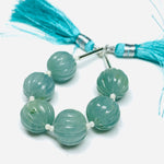 Load image into Gallery viewer, 1,2,3,4,5 pcs 100% Natural Aquamarine Carved Melon Shape Beads Strand, Melon Shape Gemstone, Gemstone For Jewellery, 12 mm