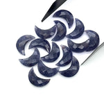 Load image into Gallery viewer, Faceted Iolite Crescent Moon Beads: Hand-Carved Gemstone Charms