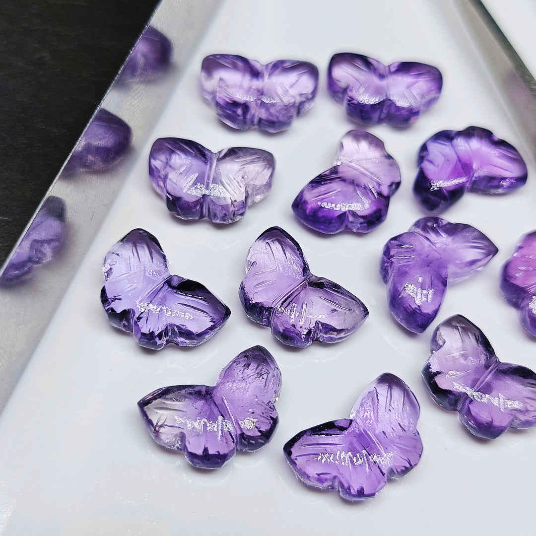Amazing Natural Pink Amethyst Butterfly Shape Carving, Hand Carved Butterfly Shape Gemstone Beads , Loose Butterfly Shape Briolettes, 12 MM