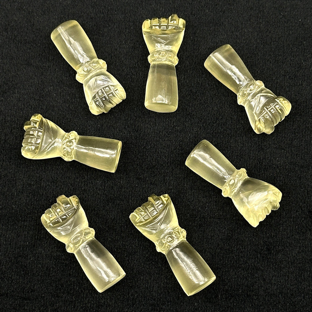 Natural Lemon Quartz Hand Shape Carving, Lemon Quartz Punch Shape Stone, 27 MM Loose Hand Fist Charm For Jewelry Making, Hamsa Charms