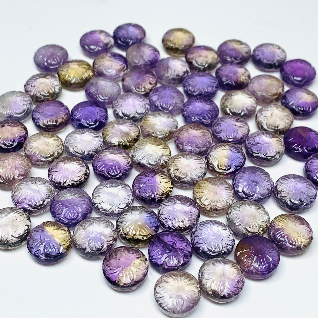 2,3,4,5pcs 100% Natural Ametrine Fancy Shape Carved Gemstone, Loose Gemstone, Fancy Shape Gemstone For Jewellery, Carved Gemstone 11 mm