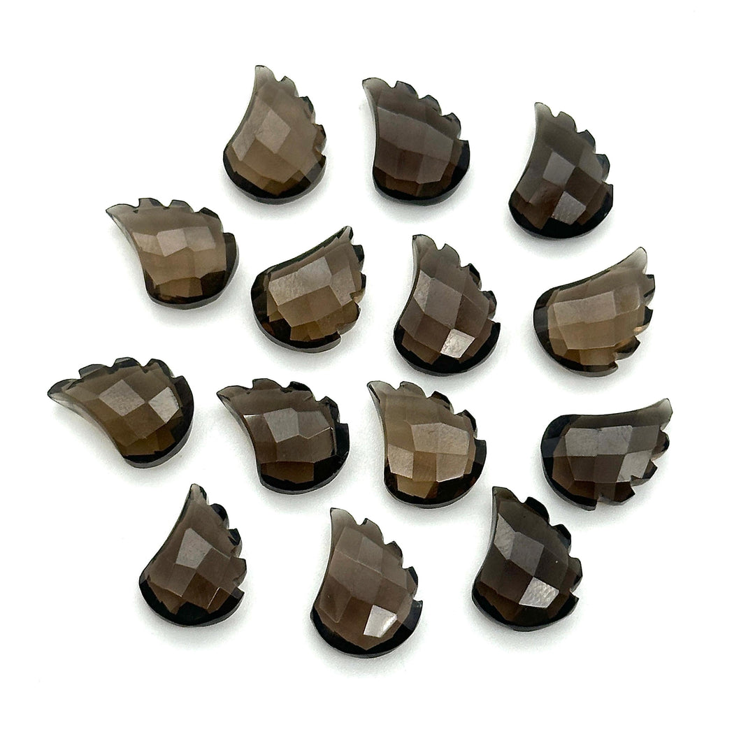 AAA Smoky Quartz Leaf Shape Beads, Brown Quartz Leaf Shape Briolette's, Faceted Fancy Carvings for Jewelry, 11X15 MM, Wholesale Gemstones