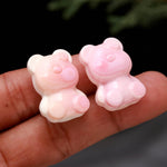 Load image into Gallery viewer, 1 PC Mother Of Pearl Teddy Bear Shape Carving, Pink Pearl Gummy Bear Beads for Jewelry Making 25 MM, Top to Bottom Drill