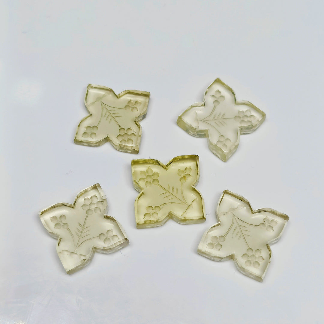 1,2,3,4 Pcs Natural lemon quartz Hand Carved Flower Shape, Carved Flower Shape Gemstone For Jewellery, Flower Shape Gemstone, 14mm
