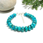Load image into Gallery viewer, Blue Copper Turquoise Beaded Bracelet, Smooth Carved Turquoise Rondelle Beads Bracelet, Bohemian Beads, Gift for Her, Everyday Jewelry
