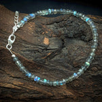Load image into Gallery viewer, Flashy Labradorite Beaded Bracelet, Faceted Labradorite Beads Bracelet, Gemstone Silver Bracelet/Anklet, Yoga &amp; Meditation Bracelet, 3-4 MM