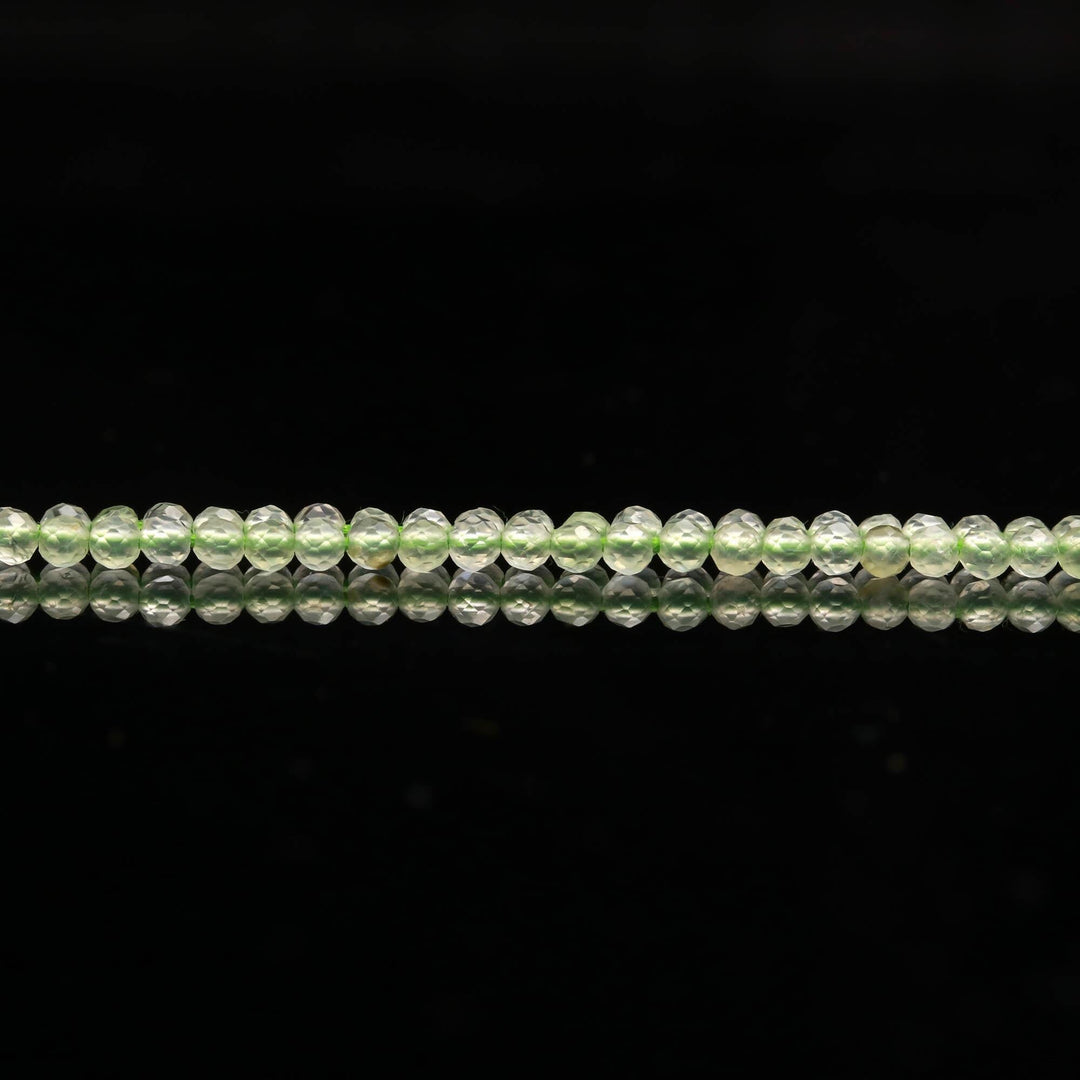 Natural Prehnite Round Beads, Green Prehnite Micro Faceted Round Beads, Loose Crystal Beads for Jewelry Making, 13 Inches, 2-2.5 MM