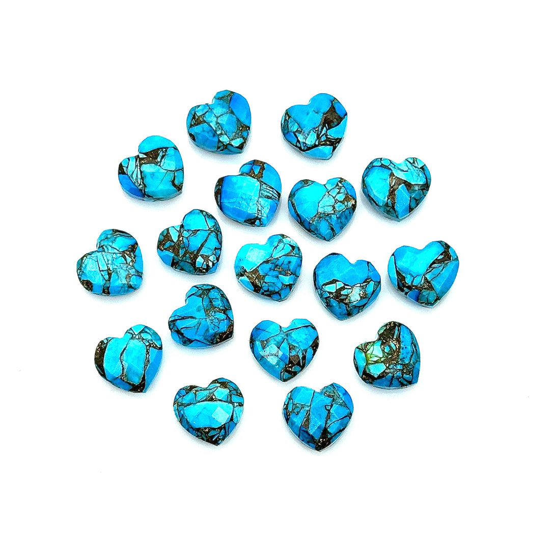 Tiny Copper Turquoise Heart Shape Beads, AAA Turquoise Faceted Heart Shape Briolette's, AAA Hand Carved Heart Charm, 8 MM, Heart Craft Beads