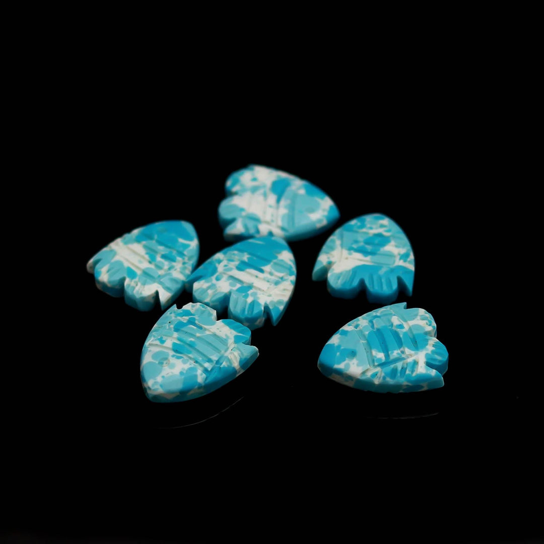 Blue Mohave Turquoise Fish Shape Beads ~ Carved Mohave Turquoise Fish Gemstone Charms ~ Jewelry Making Loose Beads, 15X18 MM