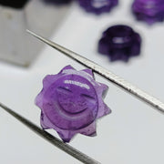 Natural Amethyst Sunflower Shape Hand Carved Gemstone, Loose Gemstone, Fancy Shape Carving Gemstone Beads for Jewlery, Carved Gemstone 12 MM