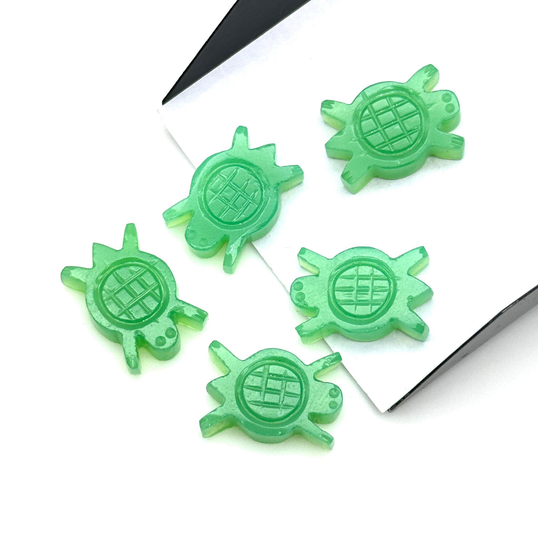 AAA Chrysoprase Handmade Turtle Carving, Green Chrysoprase Turtle Shape Gemstone, 16 MM Loose Gemstones, Harmony in Stone, Healing Beads