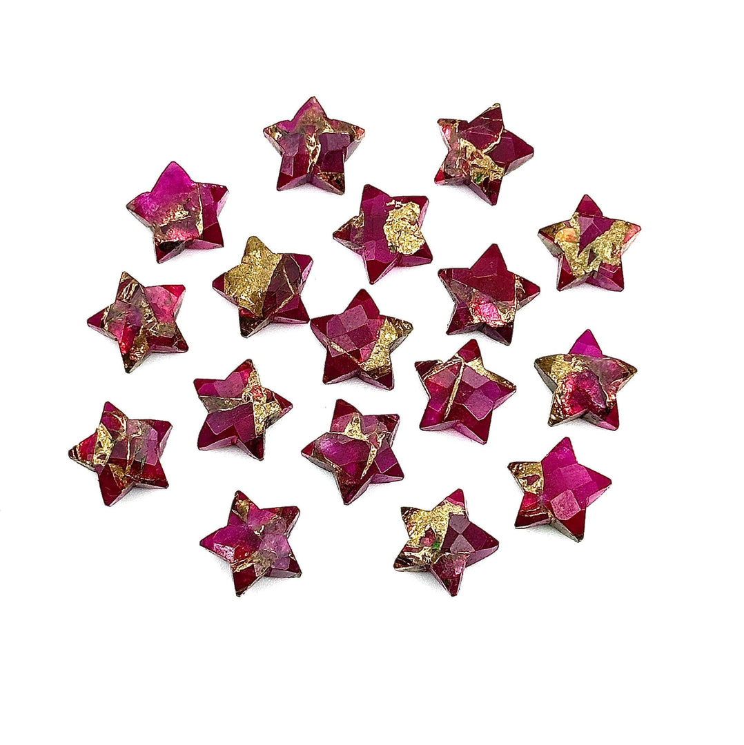New Hot Pink Copper Turquoise Star Shape Beads, Pink Turquoise Faceted Star Beads, Hand Carved Gemstone Beads, Star Charms for Jewelry 10 MM