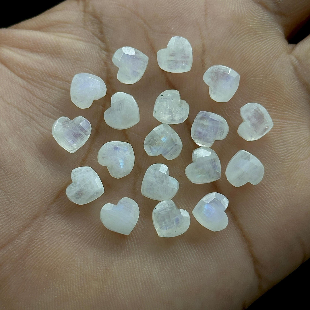 Flashy Rainbow Moonstone Heart Shape Briolette's, Faceted Heart Carving Gemstone for Jewelry Making, Blue Flash Beads, 8 MM, Heart Charms