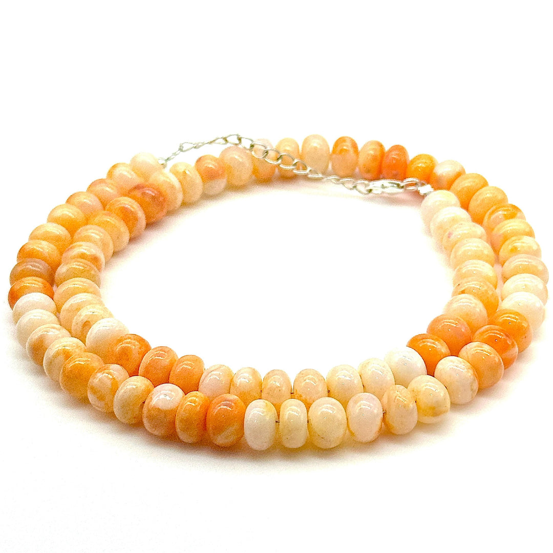 Orange Opal Shaded Necklace, Handmade Beaded Necklace, 8 MM Opal Choker Beads Necklace, Fruit Opal Jewelry, Healing Stone, Gift For Her