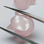 Load image into Gallery viewer, Natural Rose Quartz Cat Face Carving, Kitty Shape Charms Beads, Faceted rose Pink Quartz Handmade Carved Stone, Jewelry Making Beads 10x12mm