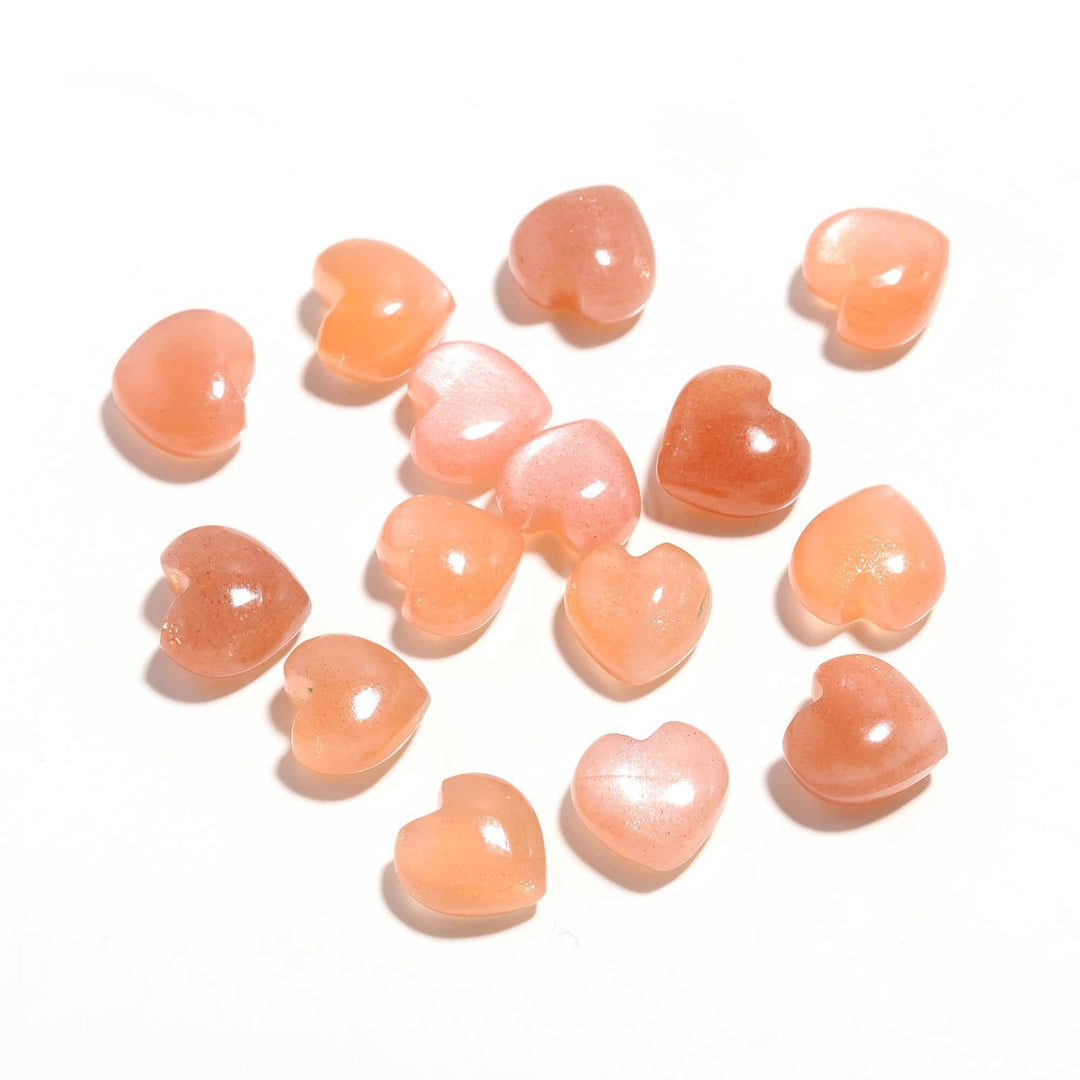 Natural Peach Moonstone Heart Shape Beads, Orange Moonstone Heart Shape Charms, Mini Plain Heart Briolette's for Jewelry Making, 8 MM