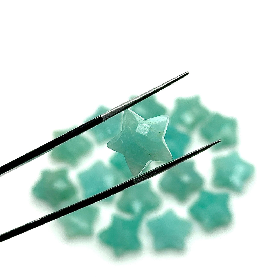 Natural Amazonite Star Shape Briolettes, Carved Star Shape Beads, Amazonite Faceted Star Charms, Wholesale Loose Beads for Jewelry, 12 MM