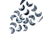 Load image into Gallery viewer, AAA Black Jasper Moon Shape Briolette's, Natural Black Jasper Faceted Moon Shape Gemstone Beads, Hand Carved Moon Beads, Moon Charms 12 MM