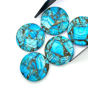 Copper Turquoise Evil Eye Shape Gemstone, AAA Copper Turquoise Hand Carved Stone Beads For Jewelry Making, 28 MM, Round Evil Eye Carving
