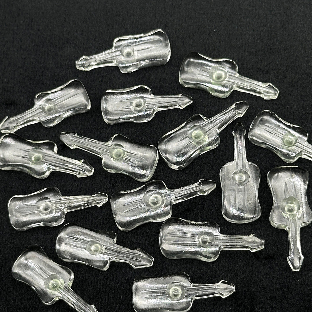 Natural Crystal Guitar Shape Carving Beads, Crystal Quartz Guitar Shape Hand Carved Gemstone, 26 MM, Miniature Guitar Gemstone, Tiny Charms
