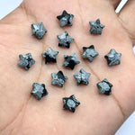 Load image into Gallery viewer, Faceted Black Jasper Star Beads: Hand Carved Briolettes (8mm)