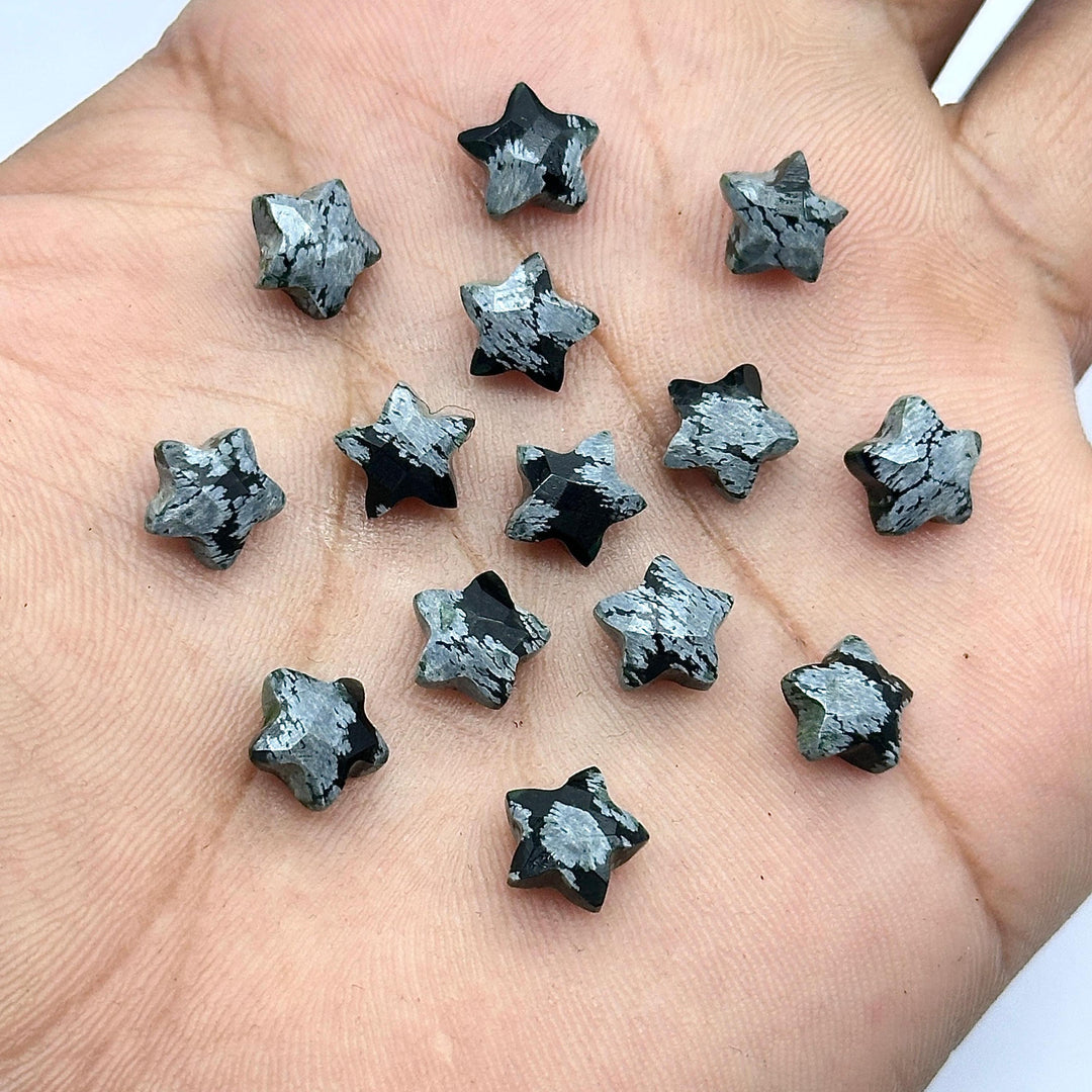 Faceted Black Jasper Star Beads: Hand Carved Briolettes (8mm)