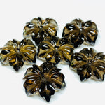 Load image into Gallery viewer, 1,2,3,4,5,6 pcs 100% Natural Smokey Quartz Flower Shape Carved Gemstone, Flower Shape Carving, Carved Gemstone For Jewellery 19 mm