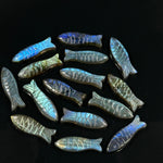 Load image into Gallery viewer, Labradorite Fish Carving: Flashy Handmade Gemstone Briolette for Jewelry (30x10 MM), Natural Crystal Fish Gifts
