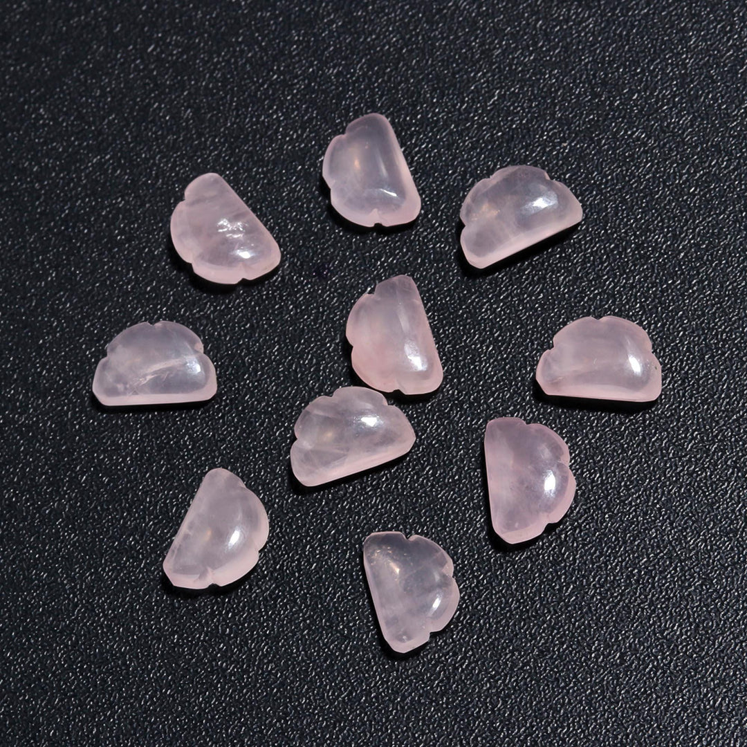 Carved Natural Rose Quartz Clouds Shape Beads, Rose Quarz Smooth Cloud Shape Beads, Hand Carved Charms, 12 MM, Loose Carved Briolettes