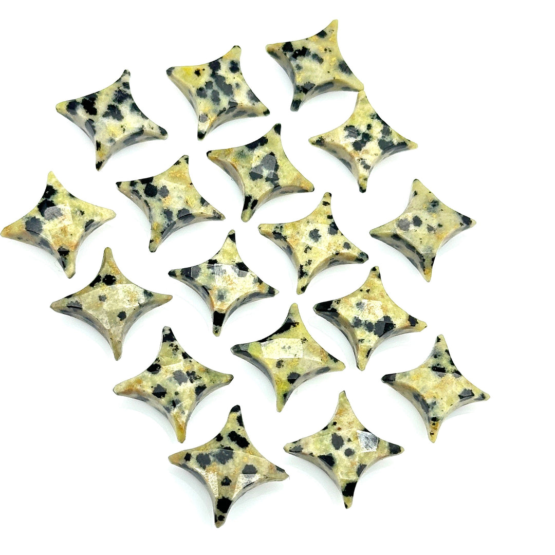 Dalmation Jasper Ninja Star Shape Carving Beads, Fancy Star Shape Gemstone Beads, 11X15 MM Jewelry Making Star Shape Briolettes Loose Beads