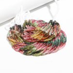 Load image into Gallery viewer, Watermelon Tourmaline Faceted Rondelle Beads, Natural Multi Tourmaline Rondelle Wholesale Beads for Jewelry Making, 4 MM Beads 14" Strands