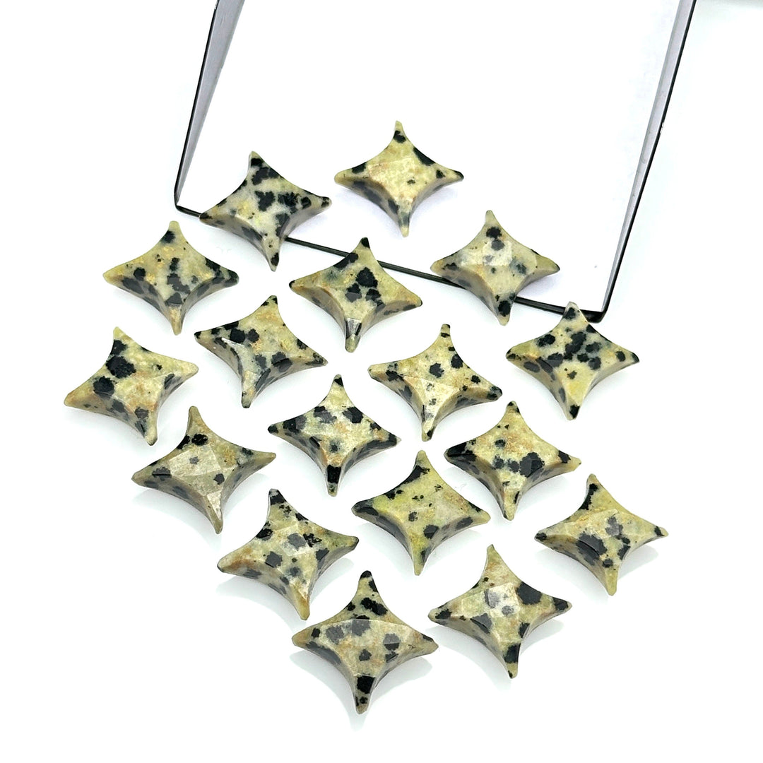 Dalmation Jasper Ninja Star Shape Carving Beads, Fancy Star Shape Gemstone Beads, 11X15 MM Jewelry Making Star Shape Briolettes Loose Beads