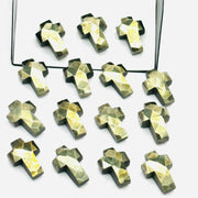 1,2,3,4,5 pcs Natural Pyrite Cross Shape Gemstone Beads, Faceted Cross Shape Carving Beads, 15X10 MM Cross Shape Charms, Energy Pyrite Beads