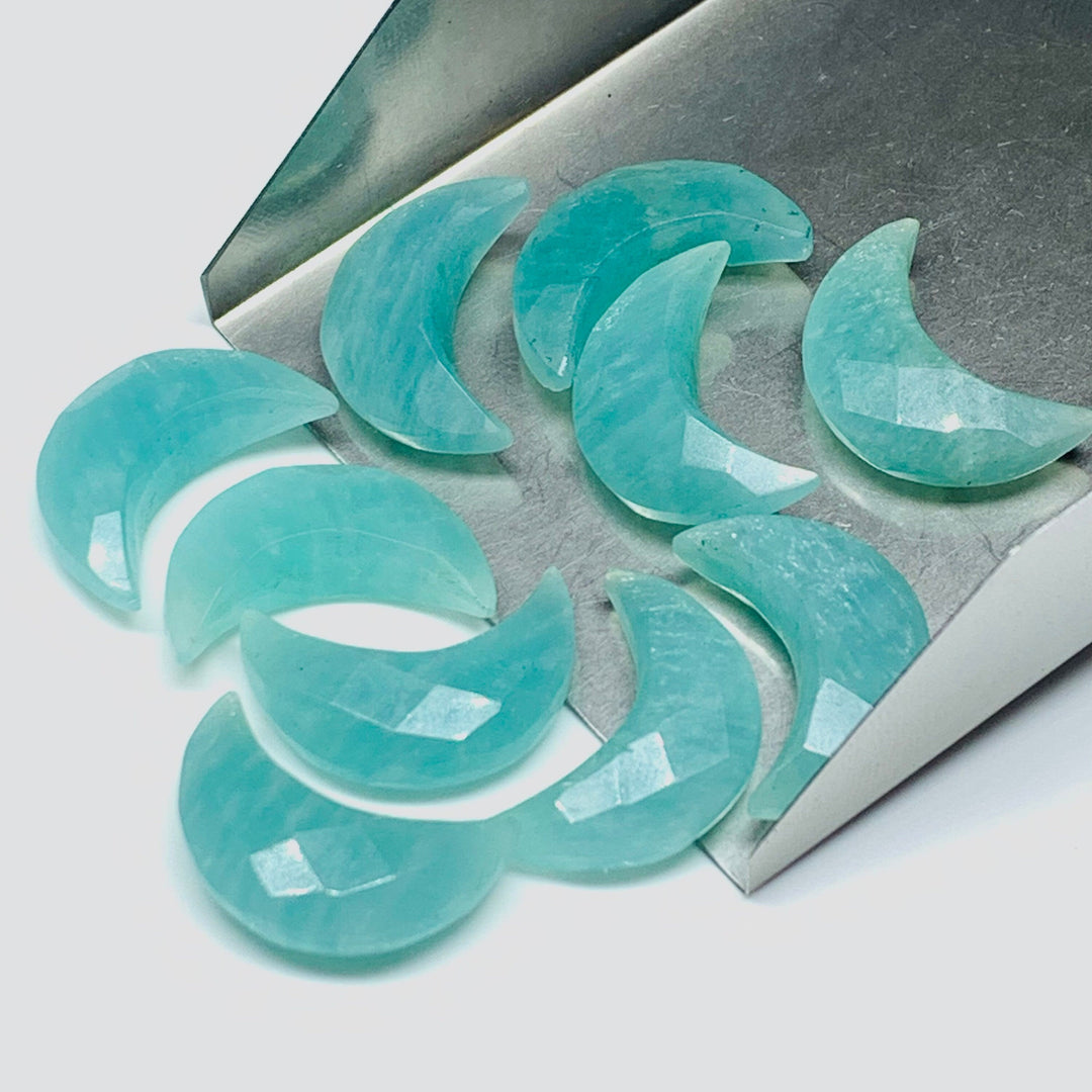 2,3,4,5,Pcs Natural Amazonite faceted Hand Carved Moon Shape Briolettes, Carved Moon Shape Gemstone For Jewellery,  facetedMoon Shape 17  mm