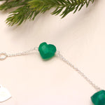 Load image into Gallery viewer, Natural Green Onyx Heart Beads Bracelet, Onyx Faceted Heart Beads Bracelet, Women's Gift Chain Bracelet, 925 Silver Bracelet, Girls Anklets